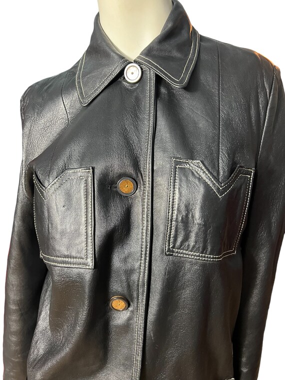Vintage Pleated Silhouette Faux Leather Jacket