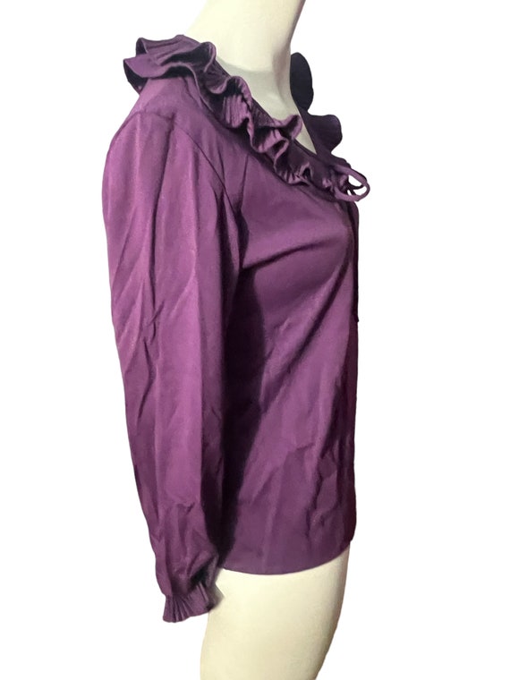 Vintage 70's purple shirt blouse M Rhonda Lee - image 3