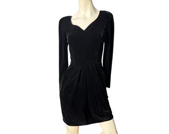 Vintage 80's black velvet dress 6 Maggy London