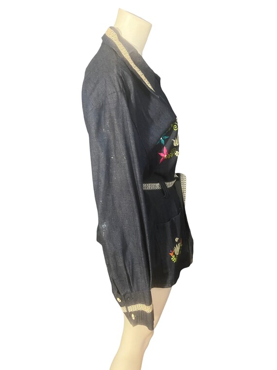 Vintage 70's Mexican Embroidered Jean Jacket 44 - image 6