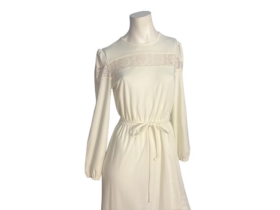 Vintage off white 70's midi dress M - image 1