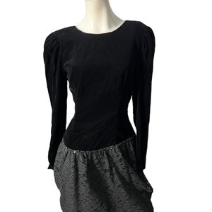 Vintage 80&#39;s black velvet drop waist dress M Jody
