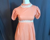 Vintage 60 s 70 s Swiss dot peach maxi dress XS S