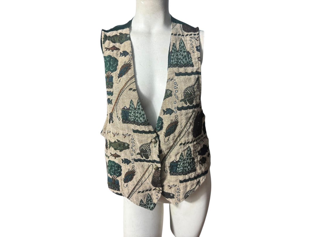 Vintage 80's Fish Vest L Blair - Etsy