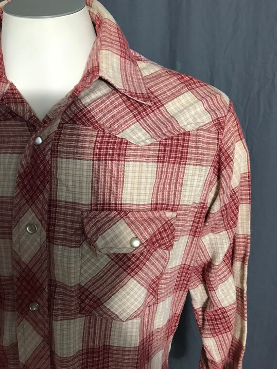 Vintage JCPenney flannel cowboy western plaid shi… - image 3