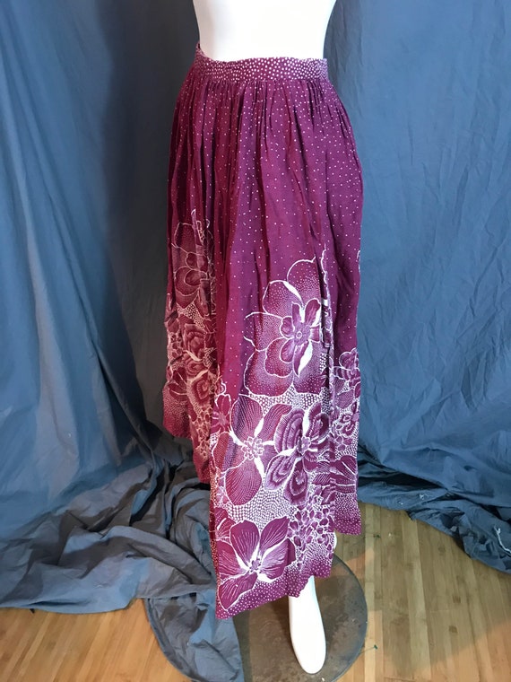 Vintage cotton batik full midi skirt S - image 6