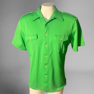 Vintage 70er grünes Shirt Featherlock von Enro Gr. L