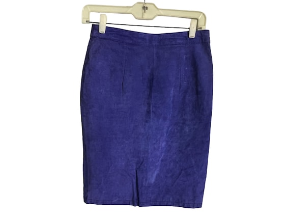 Vintage jaren 80 blauwe leren rok 7 8 G III Etsy Nederland