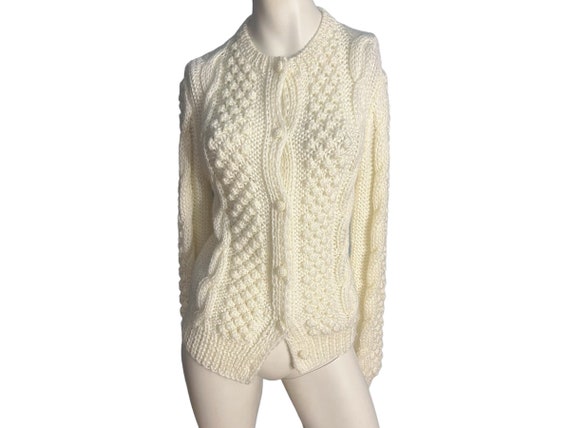 Vintage 70's gould white cardigan sweater M L - image 1