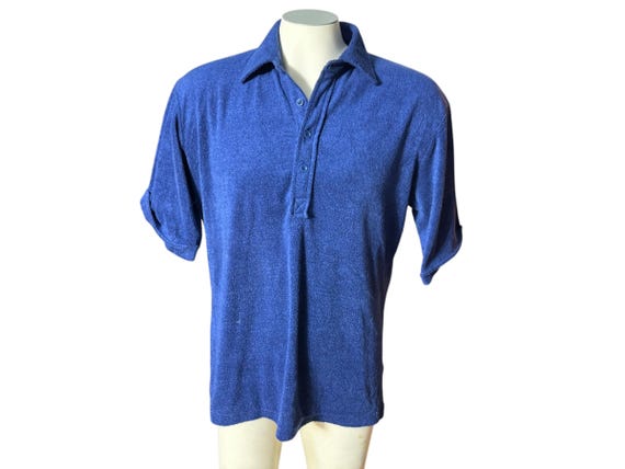 Vintage 70’s blue terry cloth shirt L Chung Shing