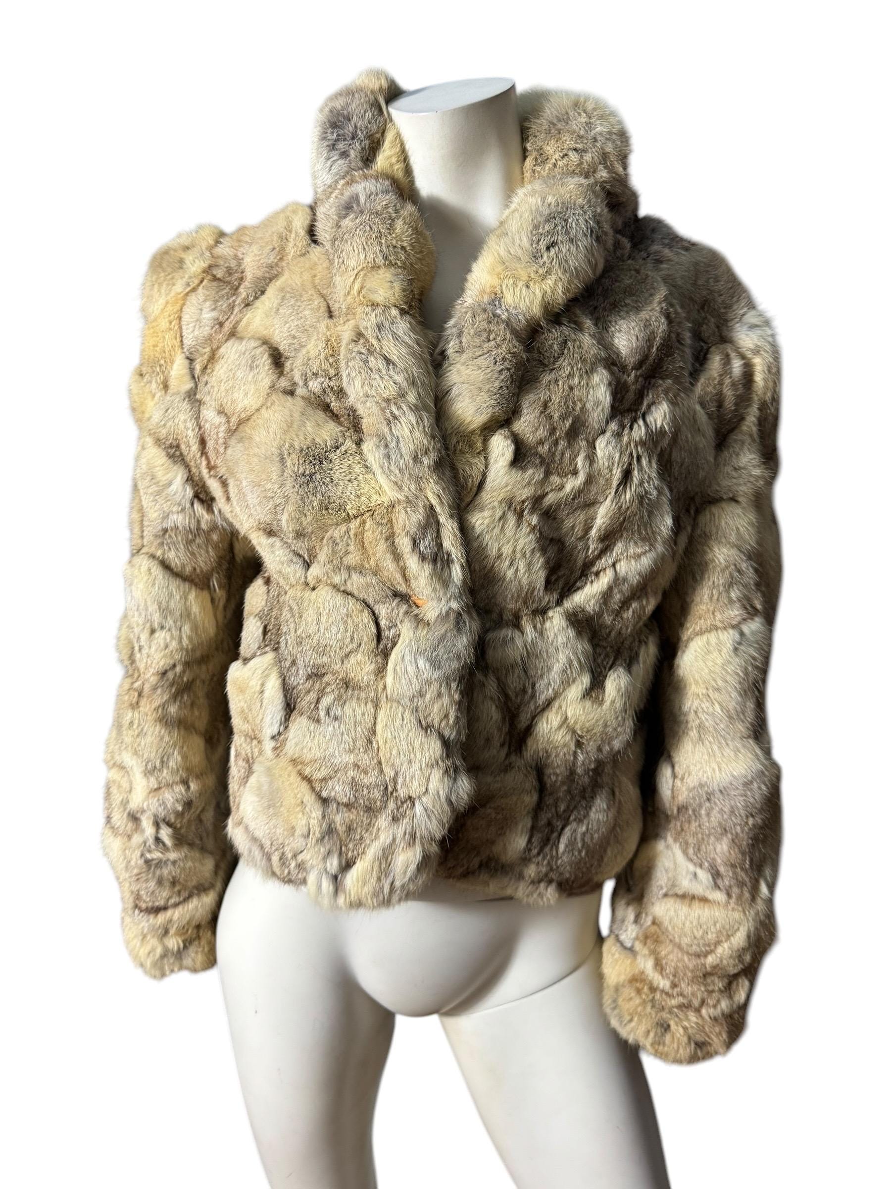 Vintage Patchwork 70's Rabbit Fur Jacket S - Etsy