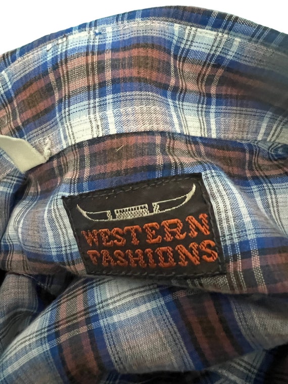 Vintage 70's western plaid shirt L - image 7