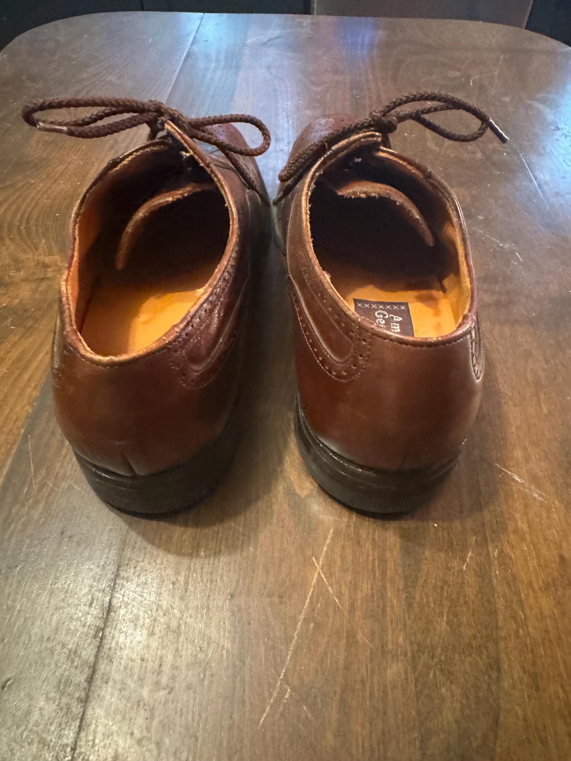 Vintage Made USA American Gentleman Brown Leather Wingtip Dress Shoes Size 9 D Vintage 70s Brown Leather Wingtip Dress Shoes Mens 8.5 C  main image 4