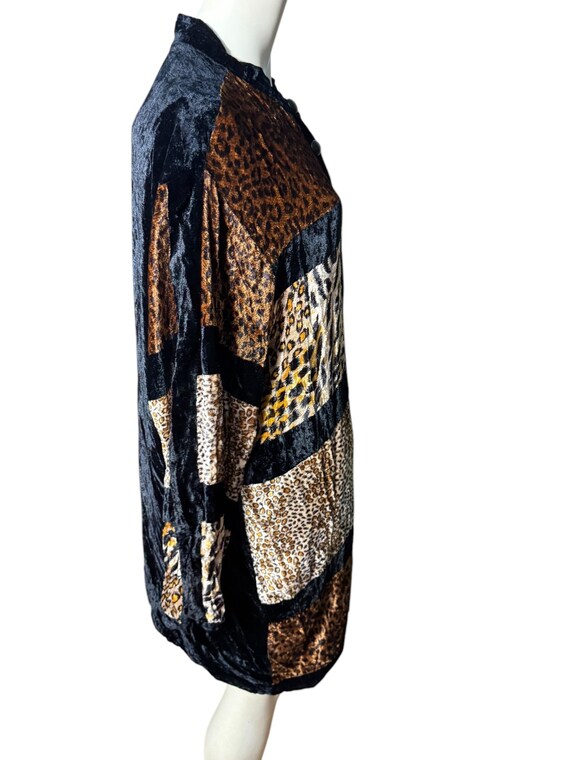 Vintage 80's leopard patchwork blazer jacket XL - image 5