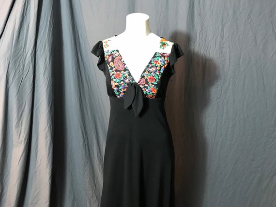 Vintage 1970’s long black maxi dress S 7 - image 5