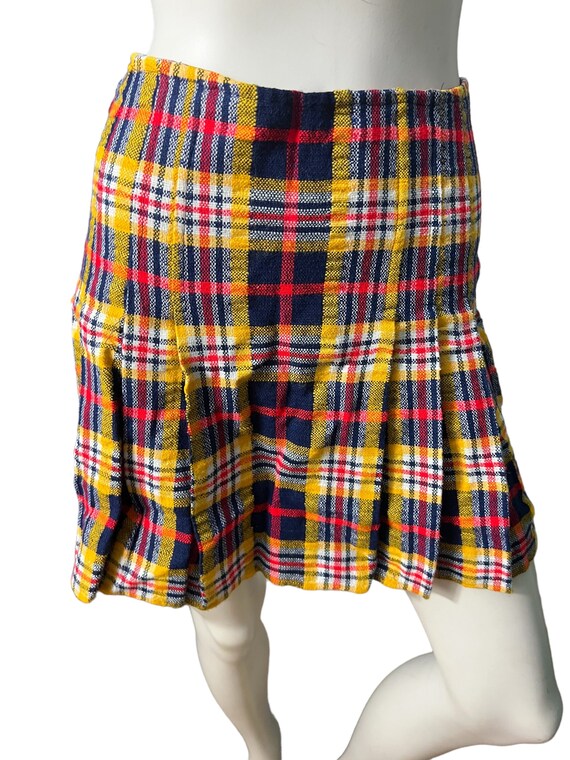 Vintage 60's plaid mini skirt S handmade - image 2