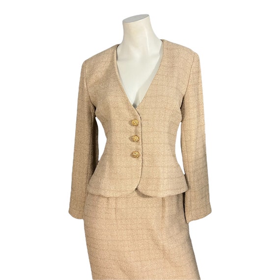 Vintage Victor Costa suit 4 gold and tan - image 1