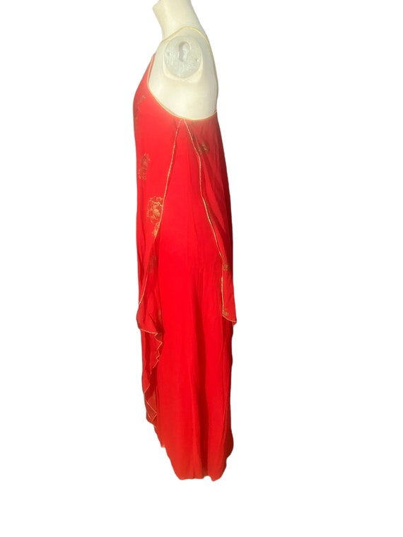 Vintage 70's long red scarf dress M - image 7