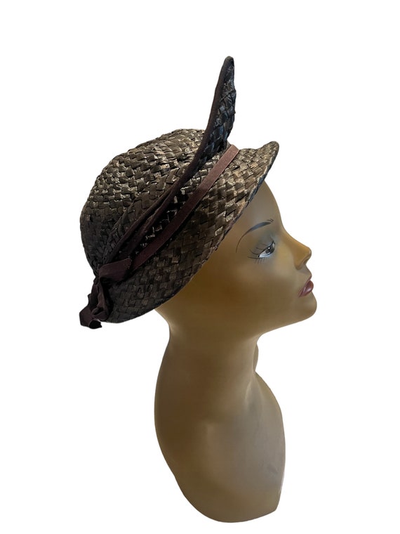 Vintage 60's black Jean Allen straw hat - image 3