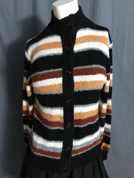 Vintage By Jove brown striped cardigan sweater L - image 2