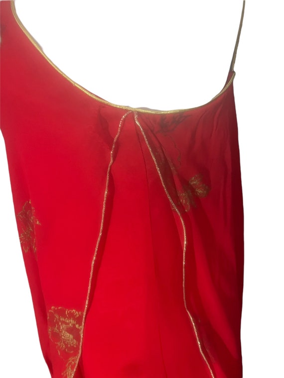 Vintage 70's long red scarf dress M - image 9