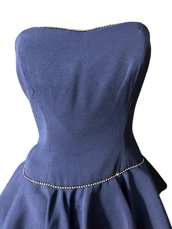 Vintage blue 80's party mini corset dress 6 A.J. … - image 3