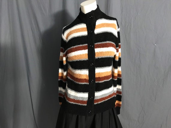 Vintage By Jove brown striped cardigan sweater L - image 1