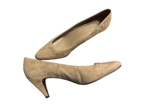 Vintage 80's brown suede heel shoes 9 N