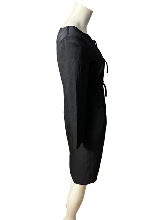 Vintage 80's black rayon dress 8 Julian Taylor - image 4