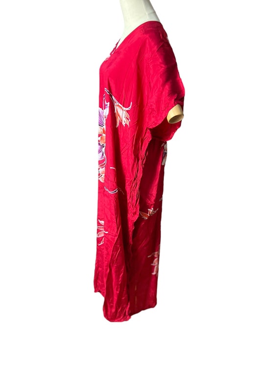 vintage red batik caftan M L - image 6