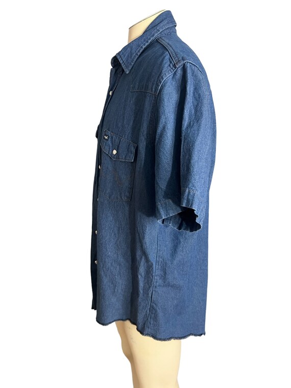 Vintage blue jean wrangler cowboy western shirt XL - image 5