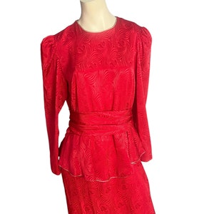 Vintage red Patra 80&#39;s peplum dress 11/12 L