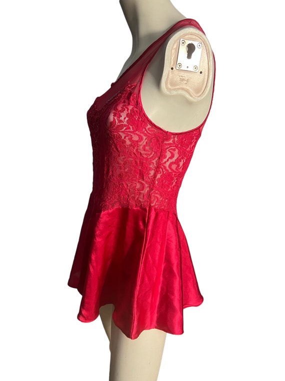 Vintage red 80's mini nightgown M Secret Treasures - image 5
