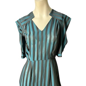 Vintage gestreiftes 80er 70er Kleid M grün & schwarz