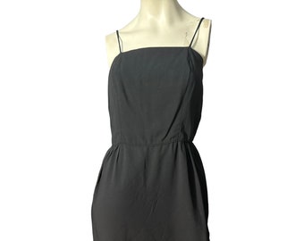 Vintage 60's black rayon sheath dress M