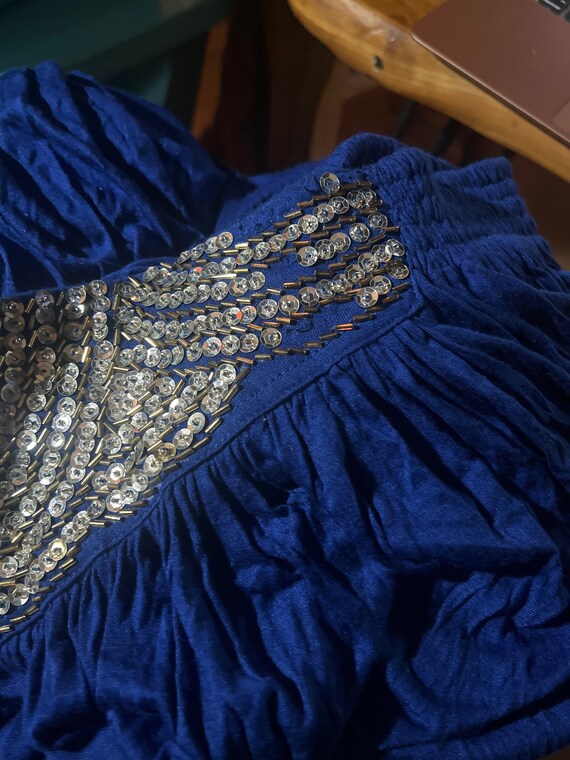 Vintage 80's skirt set blue sequin Jane Ashley S - image 10