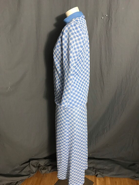 Vintage 1970’s long blue check dress with jacket M - image 5