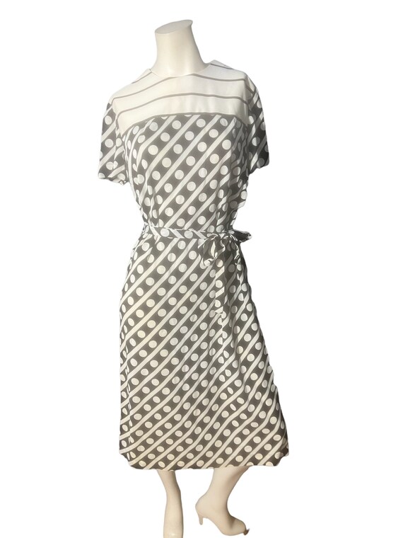 Vintage 70's black & white dress L - image 3