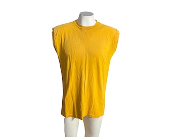 Vtg 60s Penneys Towncraft Plus Yellow & Blue Striped Polyester