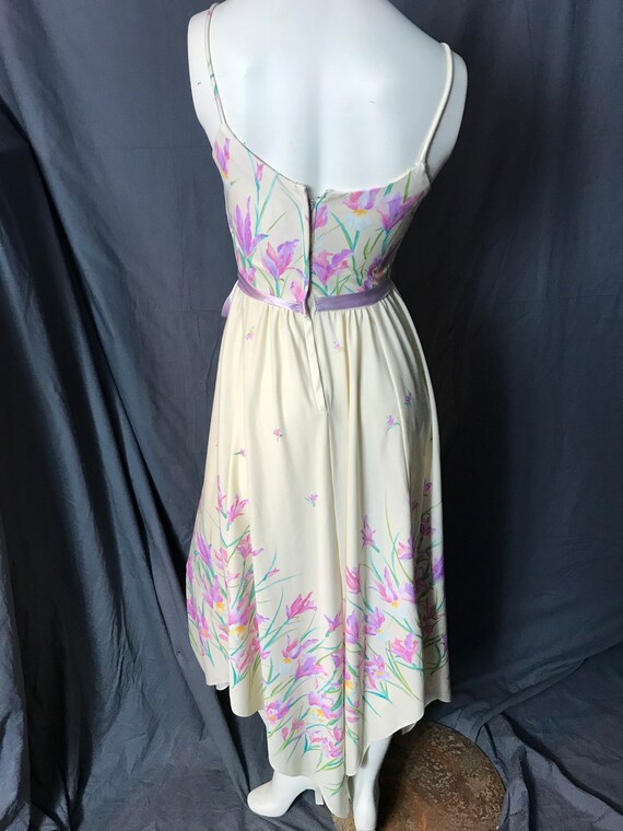 Vintage Long 1970's  Purple Flower Dress S - image 6