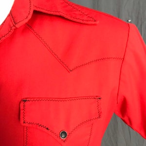Vintage red and black 1970s cowboy western shirt M image 3
