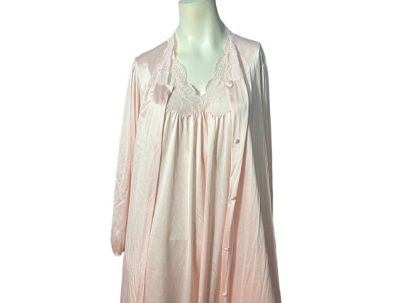 Vintage 70's pink nightgown & robe S Vanity Fair - image 8