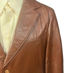 Vintage 70's brown leather suit jacket 44 image 3