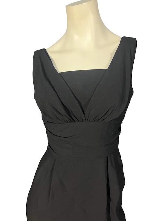 Vintage 60's black sheath fitted dress M - image 3