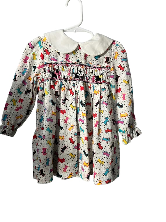 Vintage Polly Flinders baby dress 3T Scotty dog - image 3