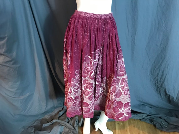 Vintage cotton batik full midi skirt S - image 1