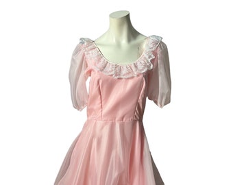 Abito da ballo rosa vintage anni '80 M L