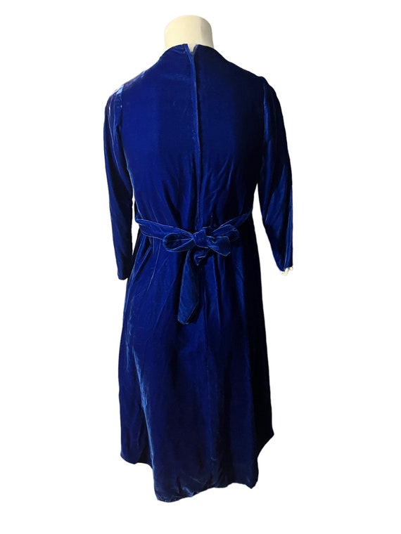 Vintage 70's teen blue velvet dress victorian - image 6