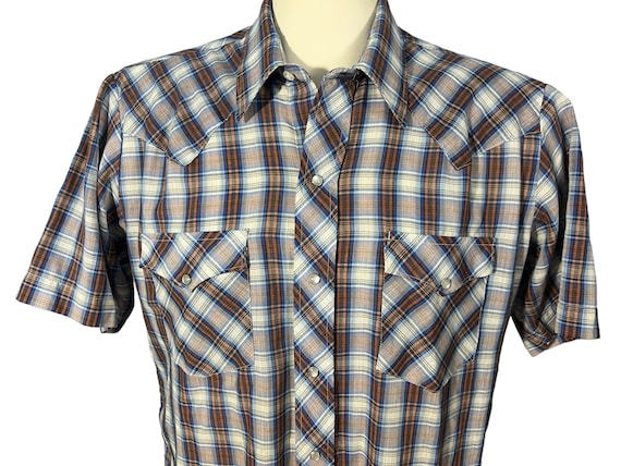 Vintage 70's western plaid shirt L - image 1