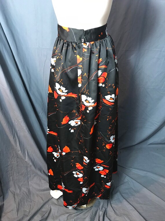 Vintage long black and orange 1970's skirt m - image 5